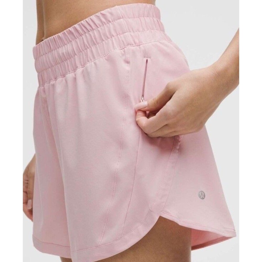 Lululemon Size 10 Track That High-Rise Lined Short 4" Coral Pink